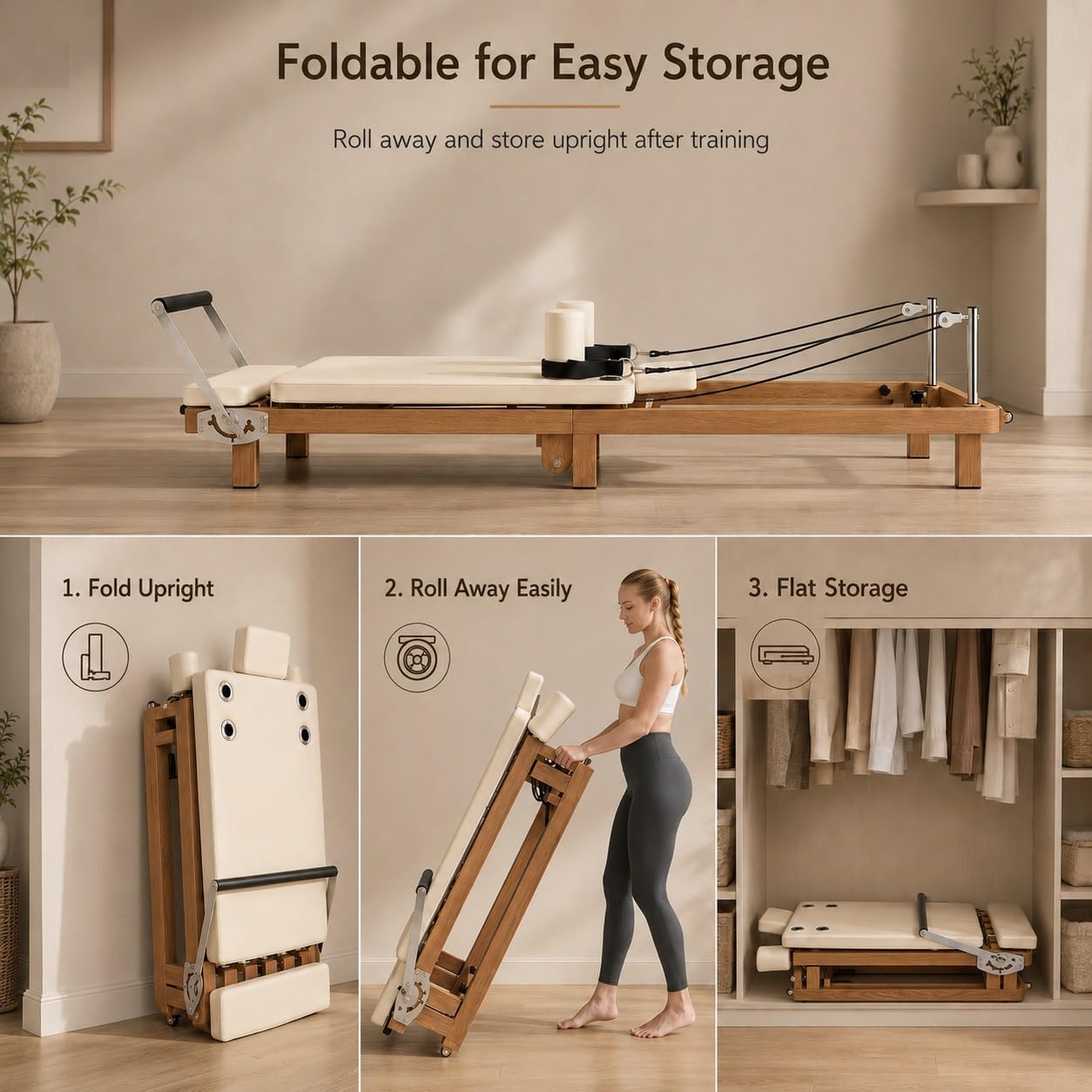 Foldable Pilates Reformer, Hom - Leg Home Gym Workout ulasan dan harga